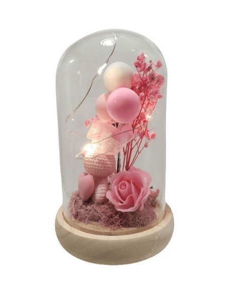 Τεχνητό Φυτό Διακοσμητικό Ροζ σε Γυάλα FDS 8262705PINK