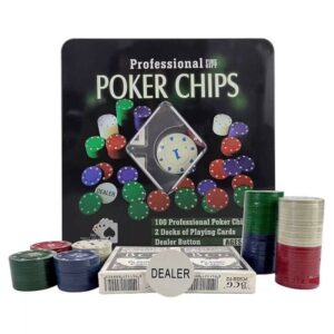Τράπουλα 100 Σετ 2τμχ για Poker σε Μεταλλικό Κουτί HTS00095