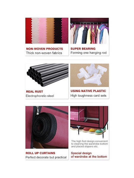 Υφασμάτινη-Ντουλάπα-με-Ράφια-σε-Κόκκινο-Χρώμα-130x45x175cm-658794-2.jpg Υφασμάτινη Ντουλάπα με Ράφια σε Κόκκινο Χρώμα 130x45x175cm