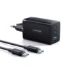 Φορτιστής με Θύρα USB-A και 2 Θύρες USB-C και Καλώδιο USB-C 65W Power Delivery Μαύρος