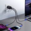 Φορτιστής με Θύρα USB-A και 2 Θύρες USB-C και Καλώδιο USB-C 65W Power Delivery Μαύρος