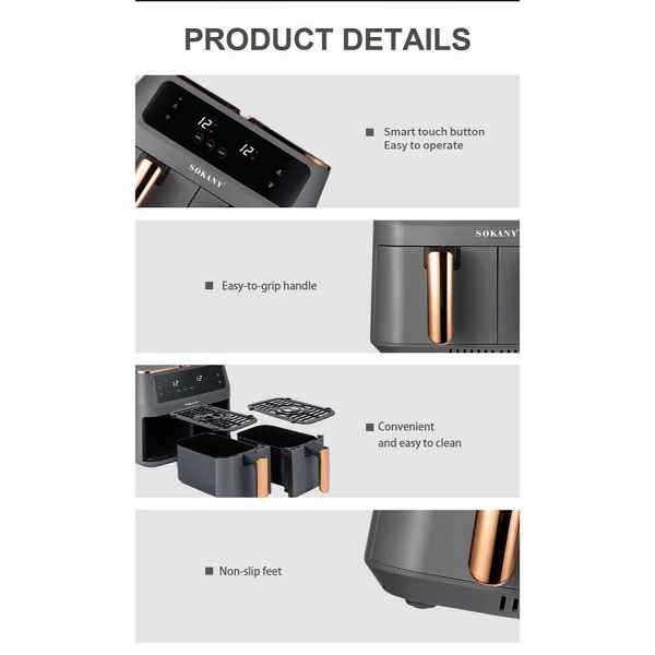 Φριτέζα Αέρος με Αποσπώμενο Κάδο 8lt Sokany SK-8030