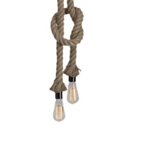 Φωτιστικό Κρεμαστό Δίφωτο Μοντέρνο με Σχοινί και Ντουί E27 σε Καφέ Χρώμα Lux Eitis 4747