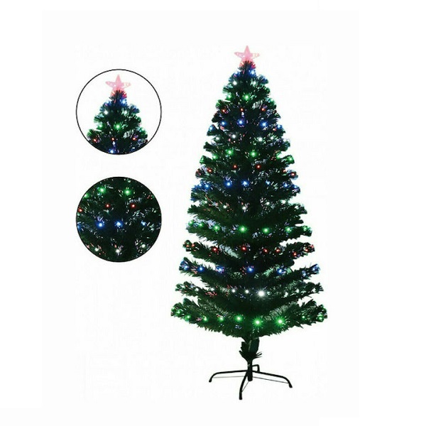Χριστουγεννιάτικο Δέντρο Deluxe Πράσινο 150εκ με Μεταλλική Βάση και Φωτισμό LED