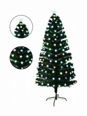 Χριστουγεννιάτικο Δέντρο Deluxe Πράσινο 180εκ με Μεταλλική Βάση και Φωτισμό Οπτικών Ινών AN79594