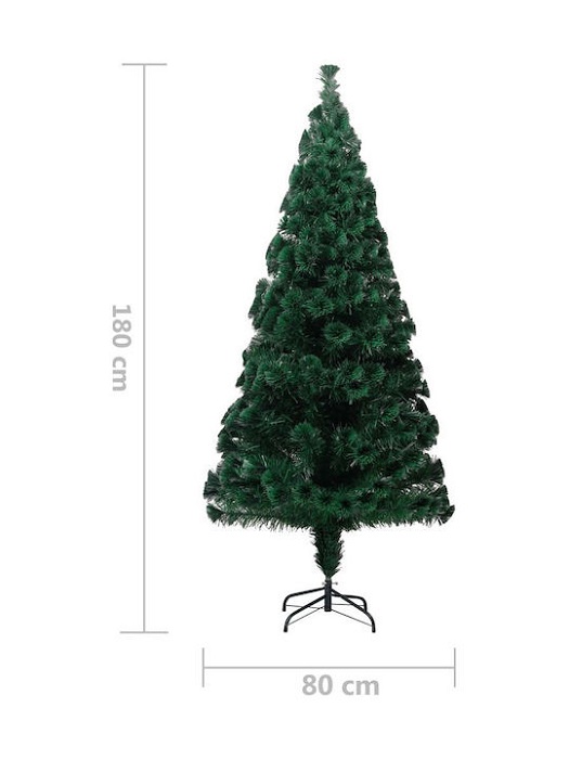 Χριστουγεννιάτικο Δέντρο Πράσινο 180εκ με Μεταλλική Βάση και Φωτισμό Οπτικών Ινών