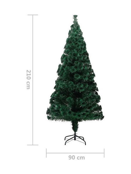 Χριστουγεννιάτικο Δέντρο Πράσινο 210εκ με Μεταλλική Βάση και Φωτισμό Οπτικών Ινών