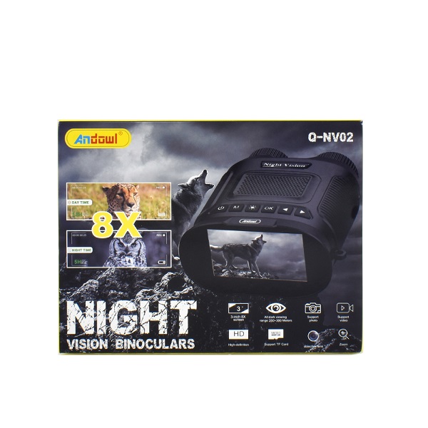 Ψηφιακά Κυάλια Νυχτερινής Λήψης με Οθόνη 3″ IPS & Εγγραφή Εικόνας Βίντεο Andowl Q-NV02 Χακί