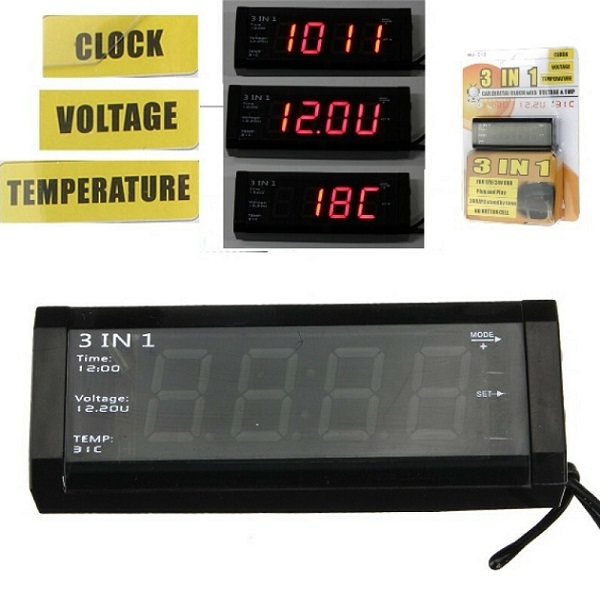 Βολτόμετρο Ψηφιακό / Θερμόμετρο / Ρολόι Αυτοκινήτου AU-WF-518