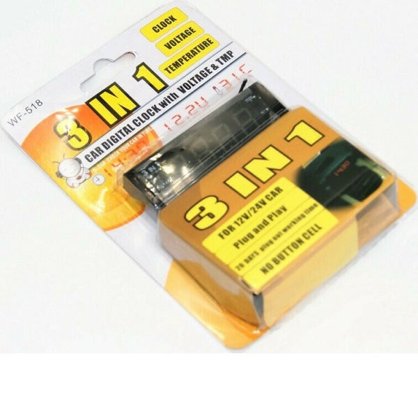 Βολτόμετρο Ψηφιακό / Θερμόμετρο / Ρολόι Αυτοκινήτου AU-WF-518