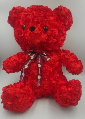 αρκουδακι-40εκ.jpg Αρκουδάκι από Τεχνητά Τριαντάφυλλα Κόκκινο 40cm TED020