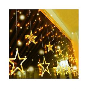 LED Χριστουγεννιάτικα Φωτάκια Ασύμμετρη Κουρτίνα 3μ σε Σχήμα Αστεριού 100 Λαμπάκια Θερμό Λεύκο 6162-01