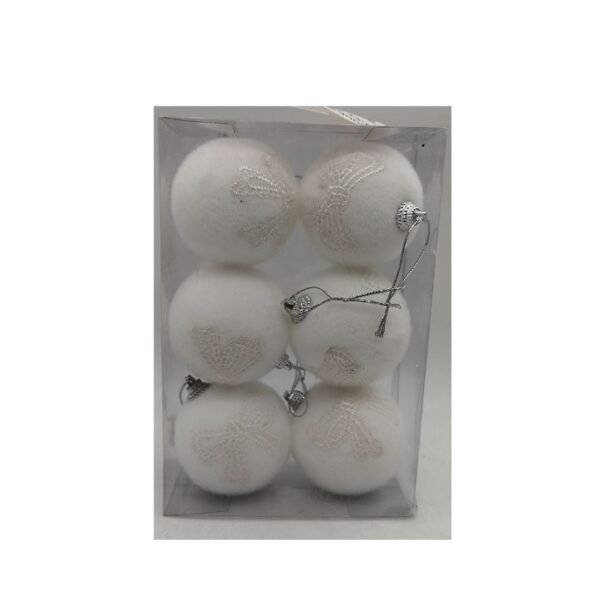 Χριστουγεννιάτικες Μπάλες Λευκές 6τμχ XP18006